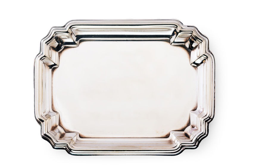 A polished silver tray